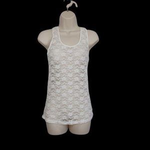 Tank Top Girls Medium White Undershirt Soft Camisole Lace Transparent
